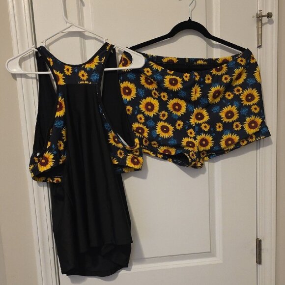 Shein Sunflower Swim Suit and Shorts Set - Picture 2 of 4